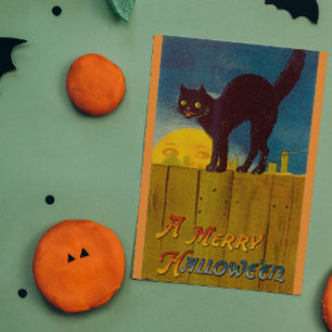 zwarte kat Halloween Kaart