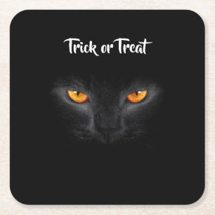 Zwarte kat Halloween Kartonnen Onderzetters