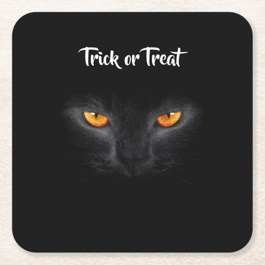 Zwarte kat Halloween Kartonnen Onderzetters (Voorkant)