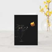 Zwarte Kat Halloween Kat Heks Doodle Kaart (Gele Bloem)