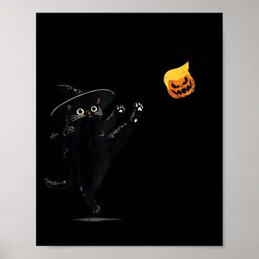 Zwarte Kat Halloween Kat Heks Doodle Poster (Voorkant)