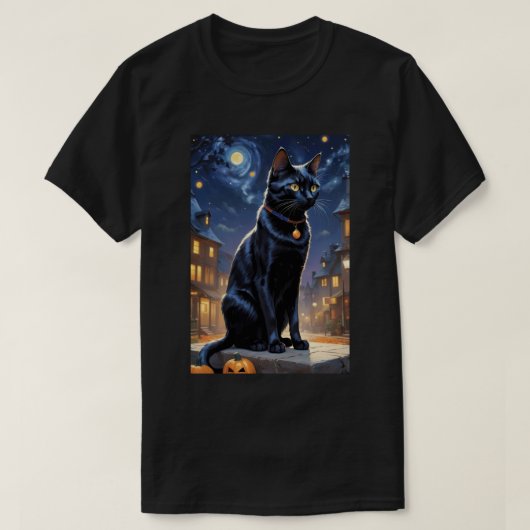 Zwarte Kat Halloween Kat Liefhebbers Nacht Kat Van T-shirt (Design voorkant)