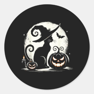 Zwarte Kat Halloween Kattenliefhebbers Ronde Sticker