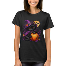 Zwarte Kat Halloween Kawaii – Heks, Pompoen