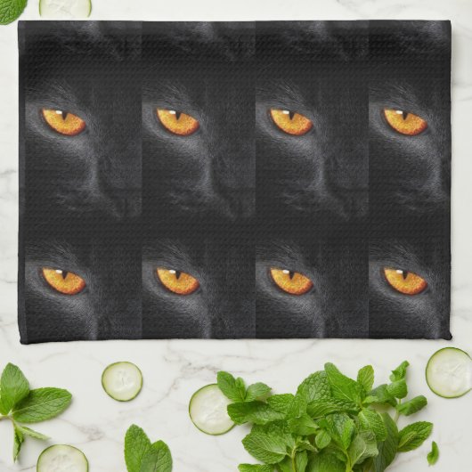 Zwarte kat 🙀Halloween🎃 keukenhanddoek (Gevouwen)