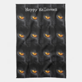 Zwarte kat 🙀Halloween🎃 keukenhanddoek