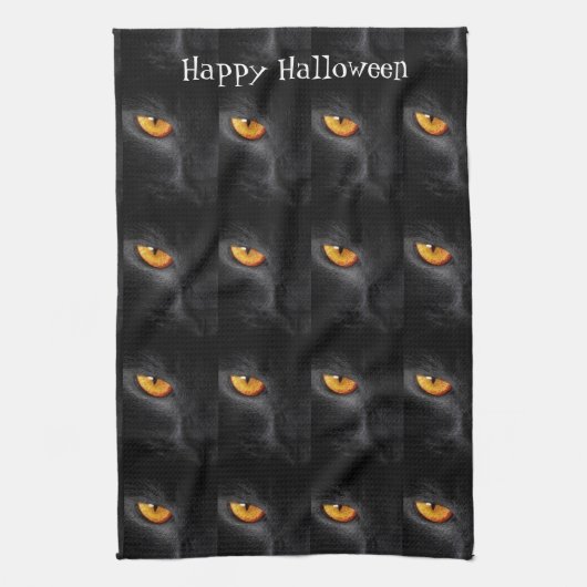 Zwarte kat 🙀Halloween🎃 keukenhanddoek (Verticaal)