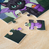 Zwarte Kat Halloween Kinderpuzzel Legpuzzel (Zijkant)