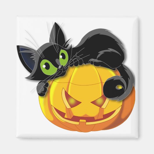 Zwarte kat Halloween Kitten Clip Magneet (Voorkant)