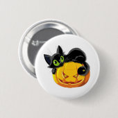 Zwarte kat Halloween Kitten Clip Ronde Button 5,7 Cm (Voorkant /achterkant)