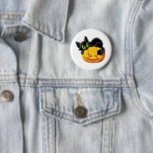 Zwarte kat Halloween Kitten Clip Ronde Button 5,7 Cm (In situ)