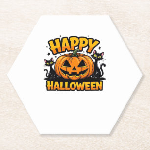 Zwarte Kat Halloween Klassiek T-Shirt_2 Kartonnen Onderzetters