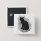 Zwarte Kat Halloween Knop Vierkante Button 5,1 Cm (Voorkant /achterkant)