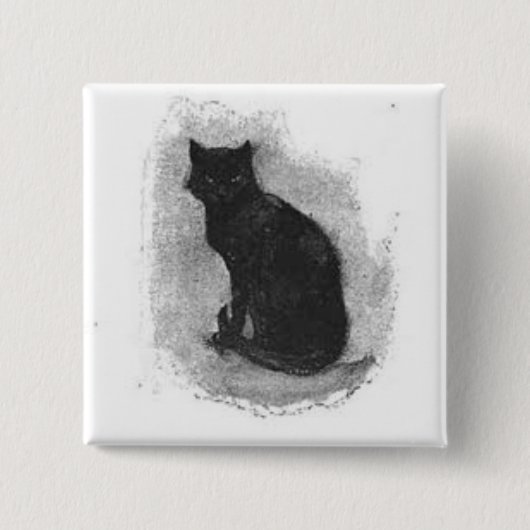 Zwarte Kat Halloween Knop Vierkante Button 5,1 Cm (Voorkant)
