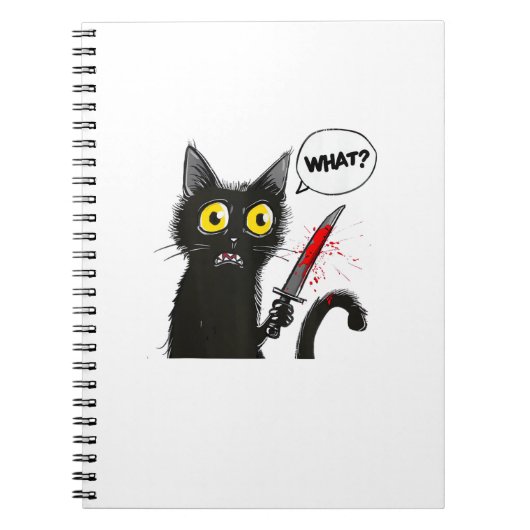 Zwarte kat Halloween kostuum hekserij spin web Notitieboek (Voorkant)