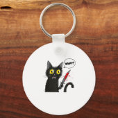 Zwarte kat Halloween kostuum hekserij spin web Sleutelhanger (Voorkant)