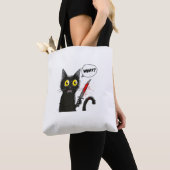 Zwarte kat Halloween kostuum hekserij spin web Tote Bag (Dichtbij)