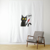 Zwarte kat Halloween kostuum hekserij spin web Wandkleed (In situ)