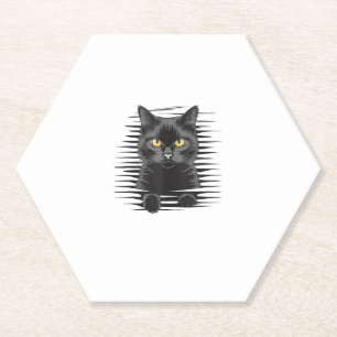 Zwarte kat Halloween Kostuum Spooky Kitty Cat Kitt Kartonnen Onderzetters