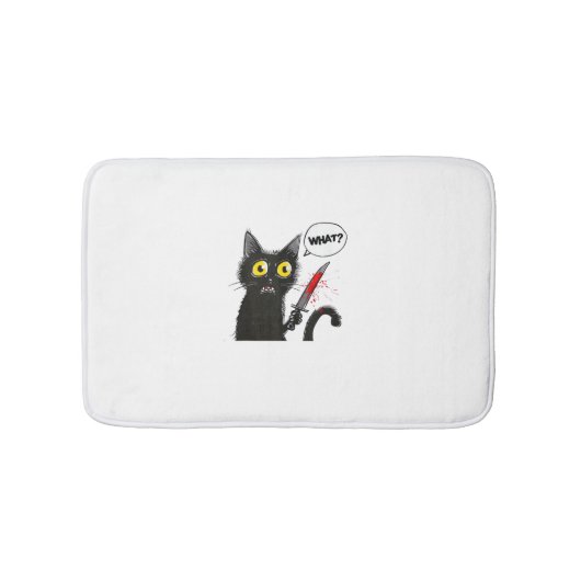 Zwarte kat Halloween kostuum Wat grappige kat minn Badmat (Voorkant)