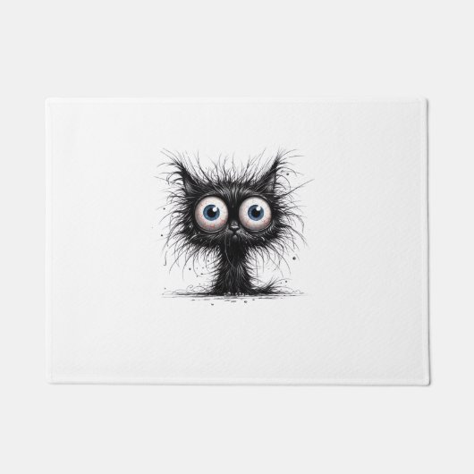 Zwarte kat Halloween Kostuumfeest Grappige Enge Ka Deurmat (Voorkant)