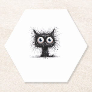 Zwarte kat Halloween Kostuumfeest Grappige Enge Ka Kartonnen Onderzetters