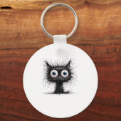 Zwarte kat Halloween Kostuumfeest Grappige Enge Ka Sleutelhanger (Voorkant)