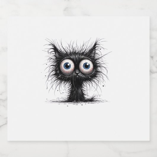 Zwarte kat Halloween Kostuumfeest Grappige Enge Ka Sparkling Wijnetiket (Enkel label)