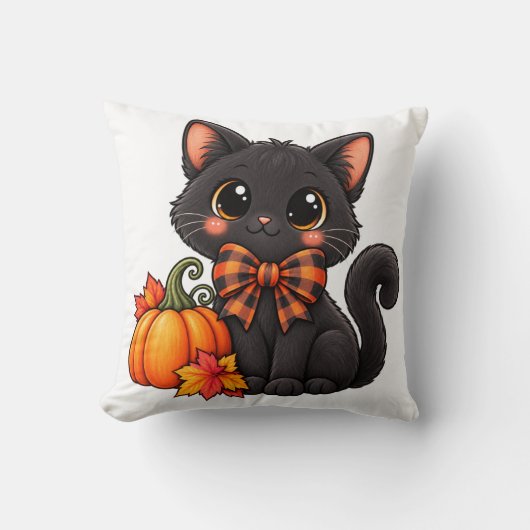 Zwarte kat Halloween kussensloop decoratie Kussen (Voorkant)