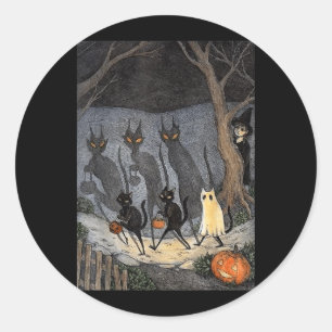 Zwarte Kat Halloween Mannen Vrouwen Ronde Sticker