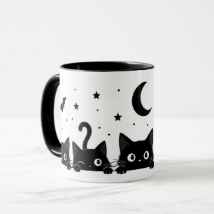 Zwarte kat Halloween mok met cute design