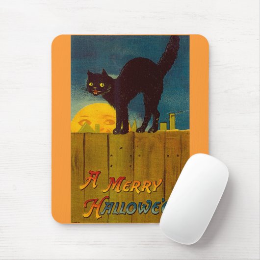 zwarte kat Halloween Muismat (Met muis)