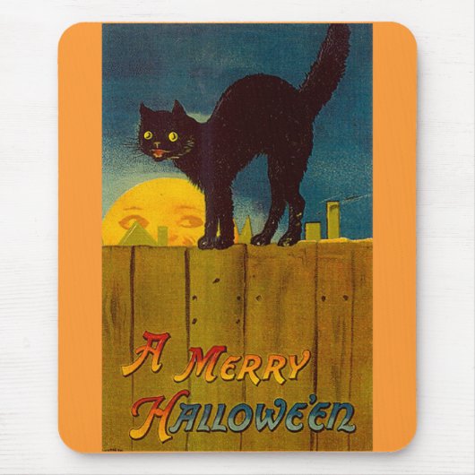  zwarte kat Halloween Muismat (Voorkant)