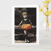 zwarte kat Halloween Note Kaart (Gele Bloem)