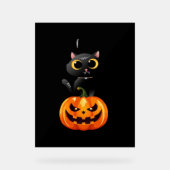 Zwarte Kat Halloween Ontwerp – Griezelige Pompoen  Acryl Bord (Voorkant)