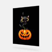 Zwarte Kat Halloween Ontwerp – Griezelige Pompoen  Acryl Bord (Hoek)