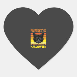 Zwarte Kat Halloween Oude Pompoen Grafiek Hart Sticker