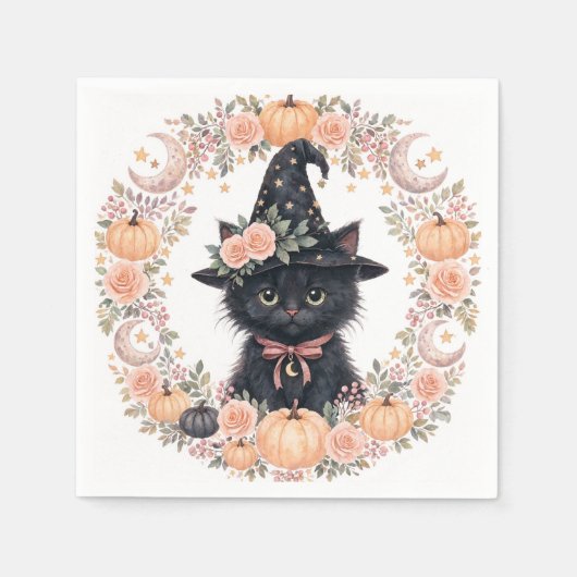 Zwarte kat Halloween papier Servet (Voorkant)