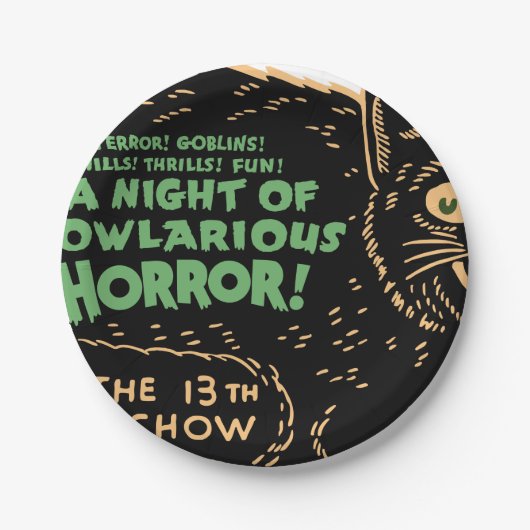  zwarte kat Halloween Papieren Bordje (Voorkant)