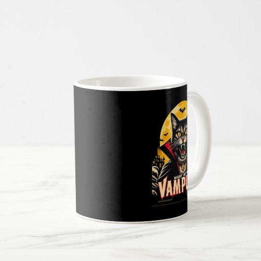 Zwarte kat Halloween Party Cat Lovers Retro Enge H Koffiemok (Voorkant rechts)