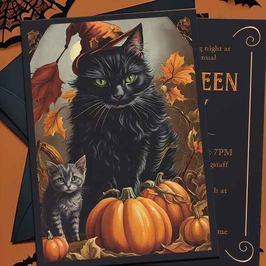  Zwarte Kat Halloween Party Herfst Heks Pet Kaart