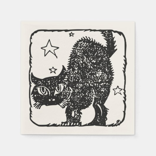 Zwarte kat Halloween Party Servet (Voorkant)