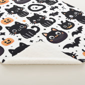 Zwarte kat halloween patroon sherpa deken (3/4)