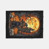 Zwarte kat Halloween pompoen Fleece Deken (Voorkant (Horizontaal))