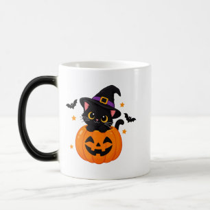 Zwarte kat Halloween Pompoen Heksenhoed Koffie Magische Mok