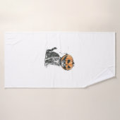 Zwarte kat Halloween pompoen hoofd kostuum voor vr Badhanddoek (Badhanddoek)