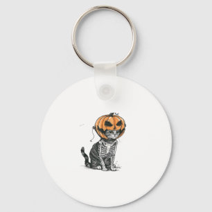 Zwarte kat Halloween pompoen hoofd kostuum voor vr Sleutelhanger