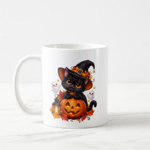 Zwarte Kat Halloween Pompoen Mok