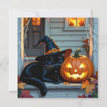 Zwarte Kat Halloween Pompoen Snij Feestje