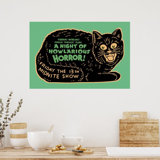  zwarte kat Halloween Poster (Keuken)